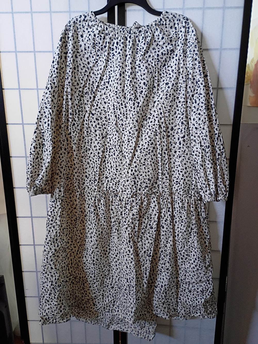 Who What Wear Cream Dress with Black & Beige Micro-leopard Print